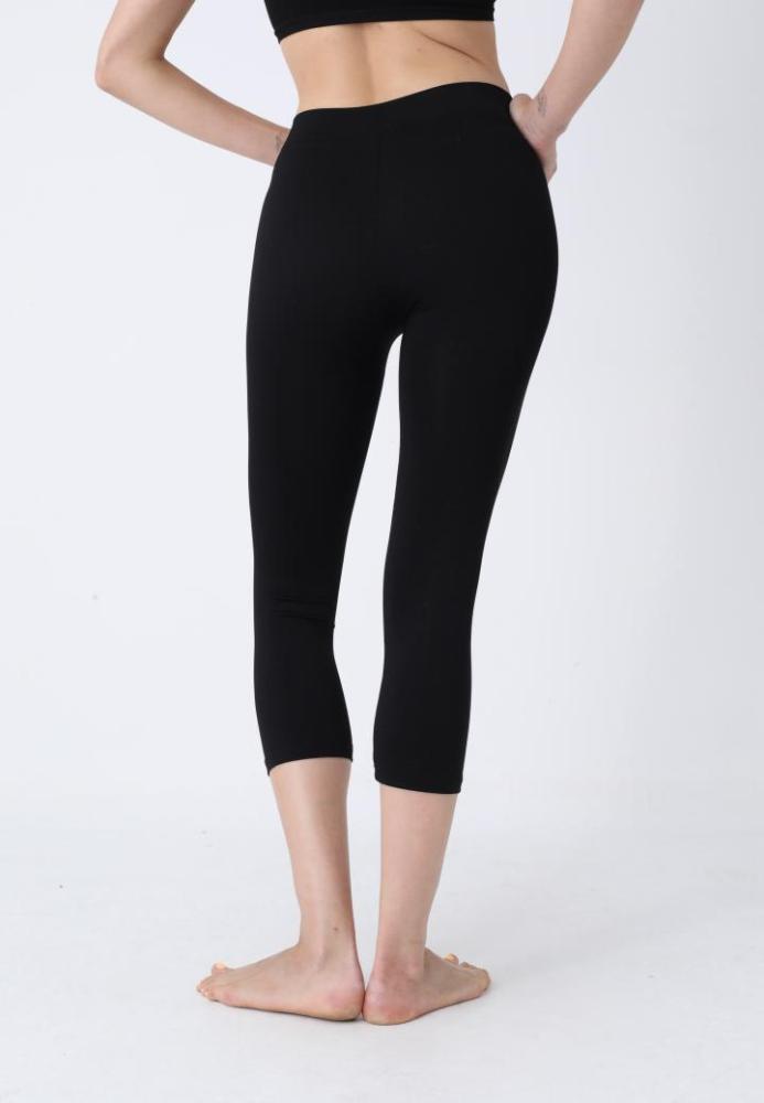 Colanți 3/4 Damă cu Talie înaltă ,Material Opac, Elastic,Culoare Negru, Engros